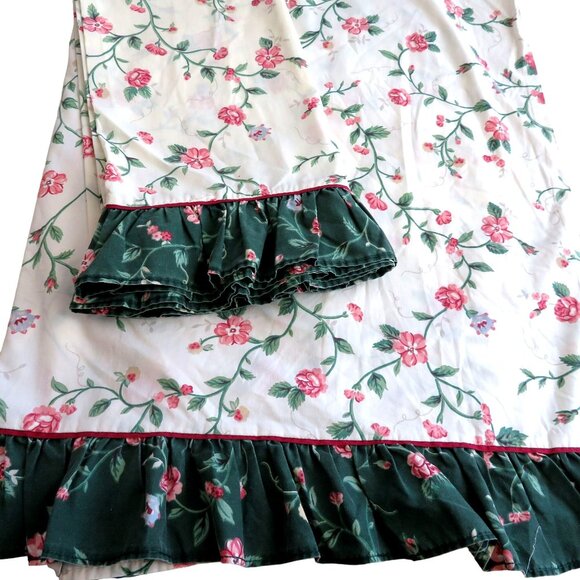 Vintage Cannon Full Sheet Set 1 Flat 2 Pillowcases Floral Ruffle Cottage Romanic - Picture 2 of 9
